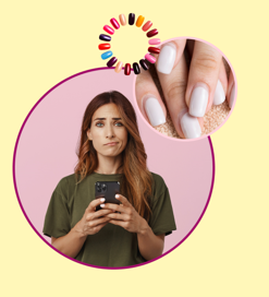 אישה מבולבלת עם טלפון